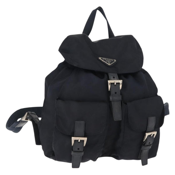PRADA Backpack Nylon Navy Silver Auth am9440