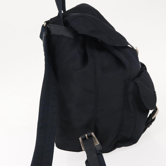 PRADA Backpack Nylon Navy Silver Auth am9440