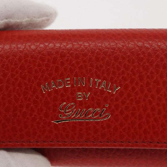 GUCCI Swing Key Case Leather Red 354499 Auth am9441V