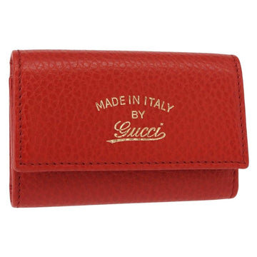 GUCCI Swing Key Case Leather Red 354499 Auth am9441V