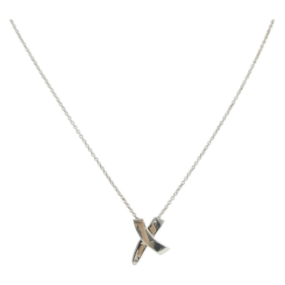 TIFFANY&Co. Cross Kiss Necklace Ag925 Silver Auth am9443