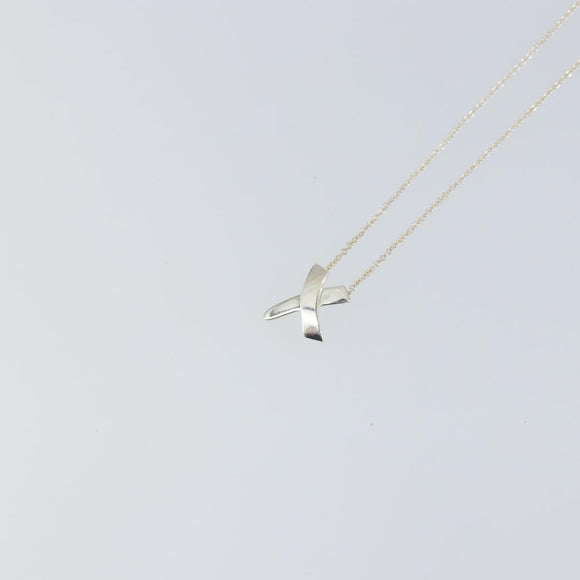 TIFFANY&Co. Cross Kiss Necklace Ag925 Silver Auth am9443