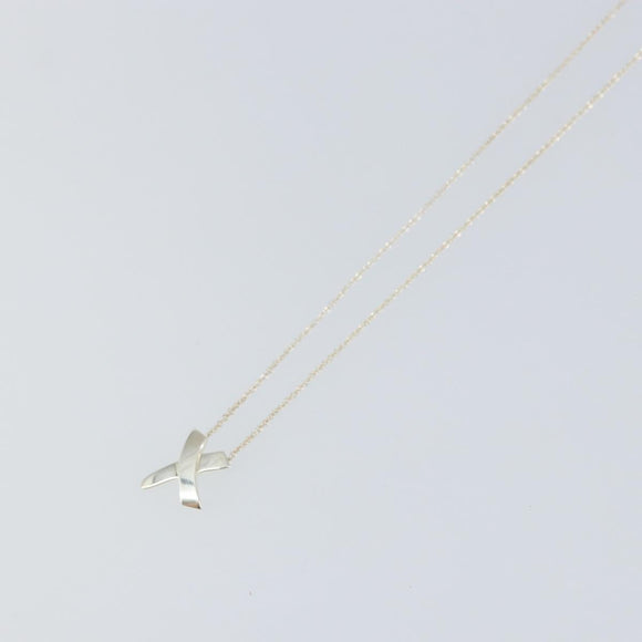 TIFFANY&Co. Cross Kiss Necklace Ag925 Silver Auth am9443