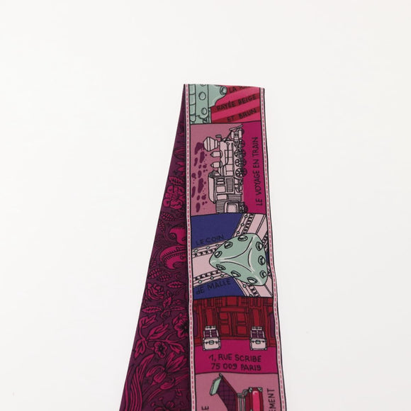 LOUIS VUITTON Bandeau BB Ju De Louis Scarf Silk Purple M70855 LV Auth am9450