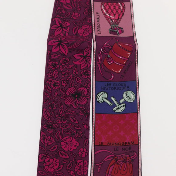 LOUIS VUITTON Bandeau BB Ju De Louis Scarf Silk Purple M70855 LV Auth am9450