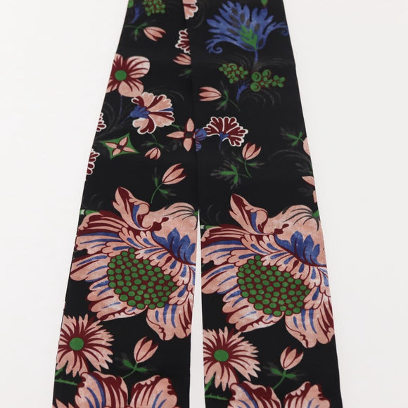 LOUIS VUITTON Bando Flower Scarf Silk Black MP1905 LV Auth am9451
