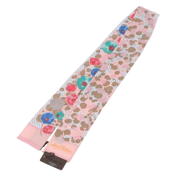 LOUIS VUITTON Bando Retro Flower Scarf Silk Pink Beige M75214 LV Auth am9452