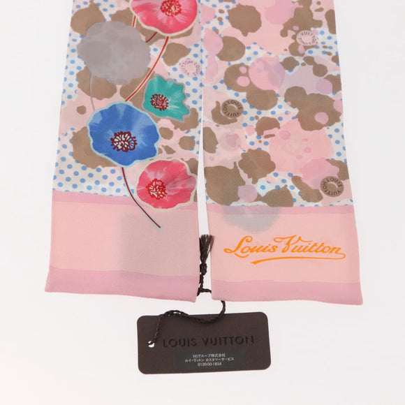 LOUIS VUITTON Bando Retro Flower Scarf Silk Pink Beige M75214 LV Auth am9452