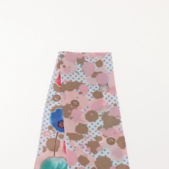 LOUIS VUITTON Bando Retro Flower Scarf Silk Pink Beige M75214 LV Auth am9452