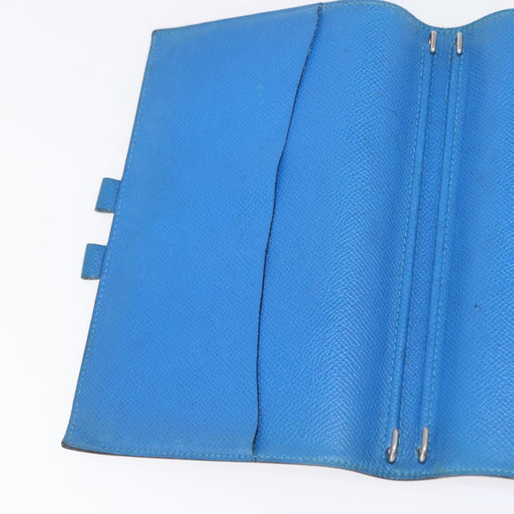 HERMES Agenda GM Day Planner Cover Leather Blue Auth am9456