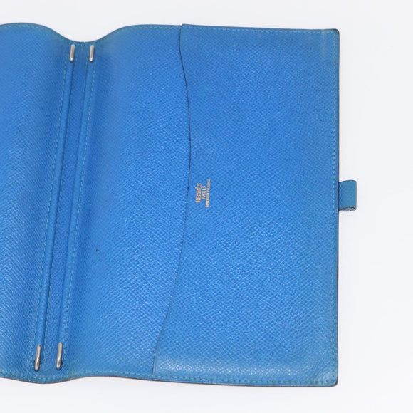 HERMES Agenda GM Day Planner Cover Leather Blue Auth am9456