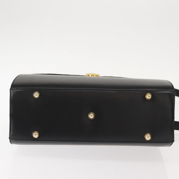 VALENTINO Hand Bag Leather 2way Black Gold Auth am9460