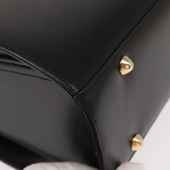 VALENTINO Hand Bag Leather 2way Black Gold Auth am9460