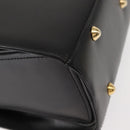 VALENTINO Hand Bag Leather 2way Black Gold Auth am9460-17