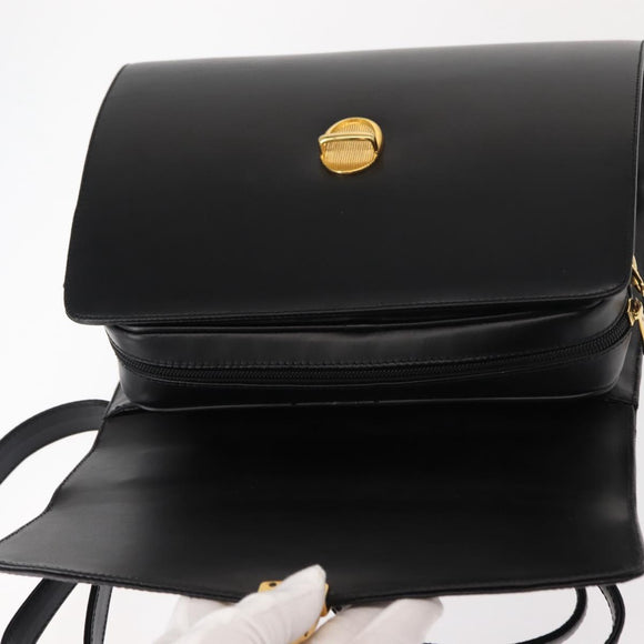 VALENTINO Hand Bag Leather 2way Black Gold Auth am9460