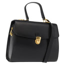 VALENTINO Hand Bag Leather 2way Black Gold Auth am9460-1