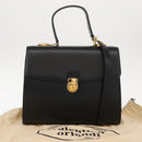 VALENTINO Hand Bag Leather 2way Black Gold Auth am9460-12