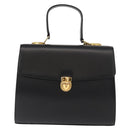 VALENTINO Hand Bag Leather 2way Black Gold Auth am9460-13