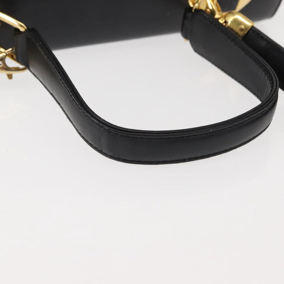 VALENTINO Hand Bag Leather 2way Black Gold Auth am9460