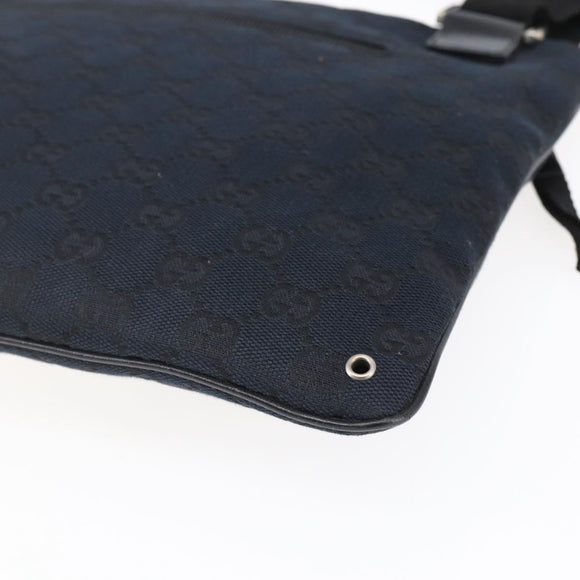 GUCCI GG Canvas Shoulder Bag Black Silver 90476 Auth am9461