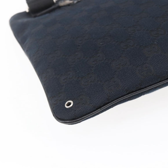 GUCCI GG Canvas Shoulder Bag Black Silver 90476 Auth am9461