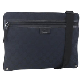 GUCCI GG Canvas Shoulder Bag Black Silver 90476 Auth am9461