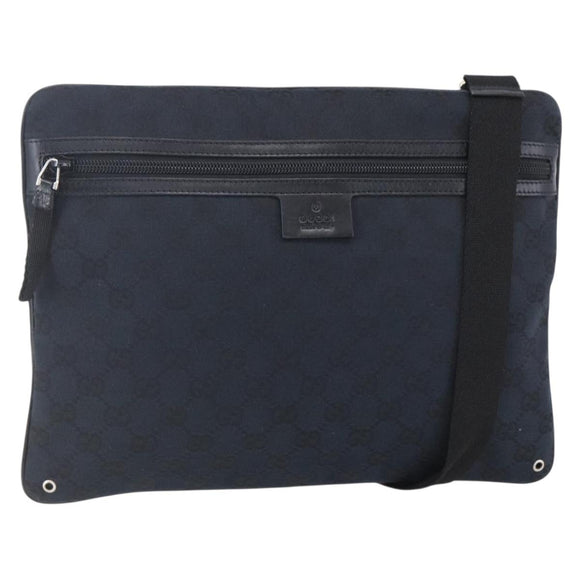 GUCCI GG Canvas Shoulder Bag Black Silver 90476 Auth am9461