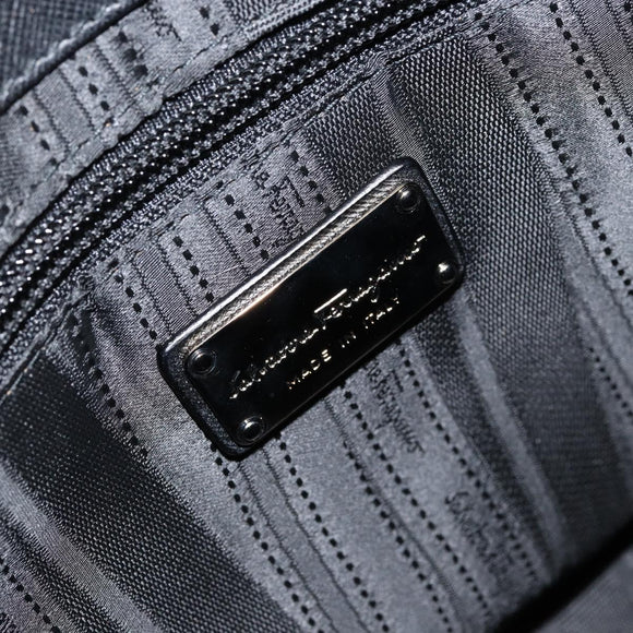 Salvatore Ferragamo Gancini Hand Bag Leather Black Silver Auth am9462V