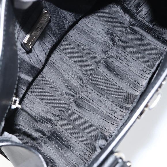 Salvatore Ferragamo Gancini Hand Bag Leather Black Silver Auth am9462V