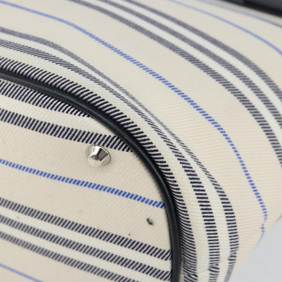 BURBERRY Blue Label Tote Bag Canvas Leather White Silver Auth am9464