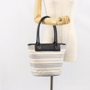BURBERRY Blue Label Tote Bag Canvas Leather White Silver Auth am9464-23