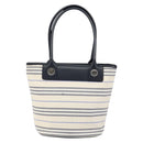 BURBERRY Blue Label Tote Bag Canvas Leather White Silver Auth am9464-2