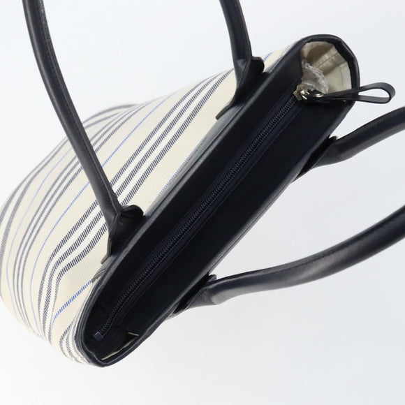 BURBERRY Blue Label Tote Bag Canvas Leather White Silver Auth am9464