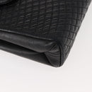 BALLY Quilted Chain Shoulder Bag Leather Black Gold Auth am9465-9