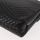 BALLY Quilted Chain Shoulder Bag Leather Black Gold Auth am9465-16