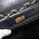 BALLY Quilted Chain Shoulder Bag Leather Black Gold Auth am9465-11
