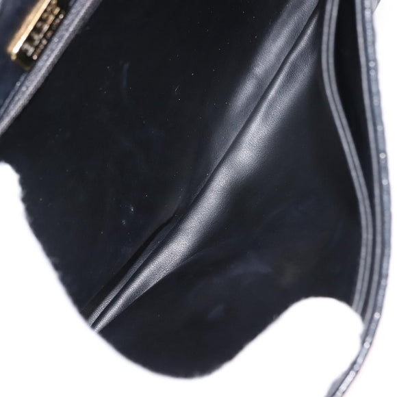 BALLY Quilted Chain Shoulder Bag Leather Black Gold Auth am9465