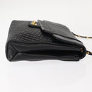 BALLY Quilted Chain Shoulder Bag Leather Black Gold Auth am9465-3