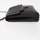 BALLY Quilted Chain Shoulder Bag Leather Black Gold Auth am9465-4