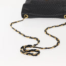 BALLY Quilted Chain Shoulder Bag Leather Black Gold Auth am9465-7