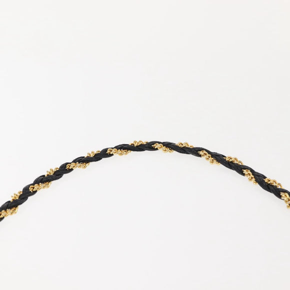 BALLY Quilted Chain Shoulder Bag Leather Black Gold Auth am9465