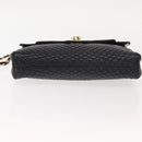 BALLY Quilted Chain Shoulder Bag Leather Black Gold Auth am9465-5