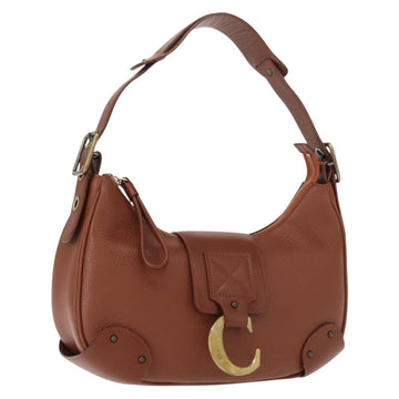 Chloe Shoulder Bag Leather Brown Gold Auth am9467V