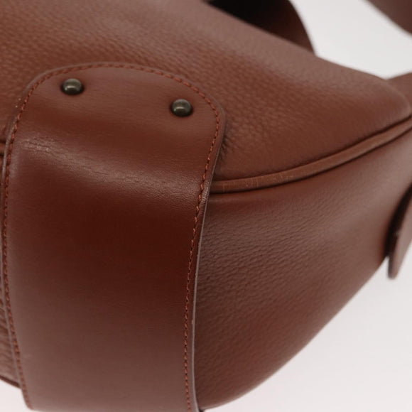 Chloe Shoulder Bag Leather Brown Gold Auth am9467V