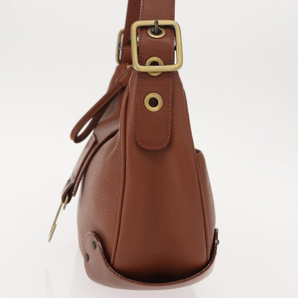 Chloe Shoulder Bag Leather Brown Gold Auth am9467V