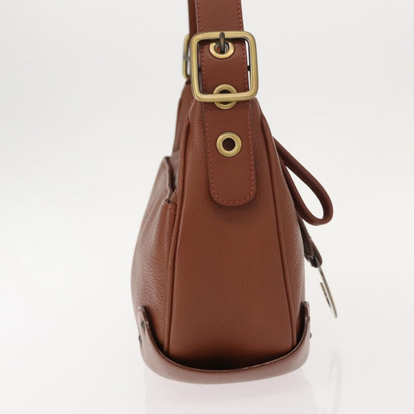 Chloe Shoulder Bag Leather Brown Gold Auth am9467V