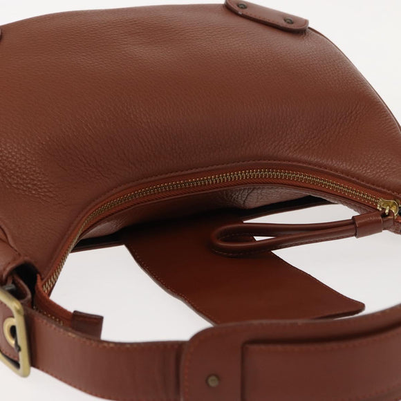 Chloe Shoulder Bag Leather Brown Gold Auth am9467V