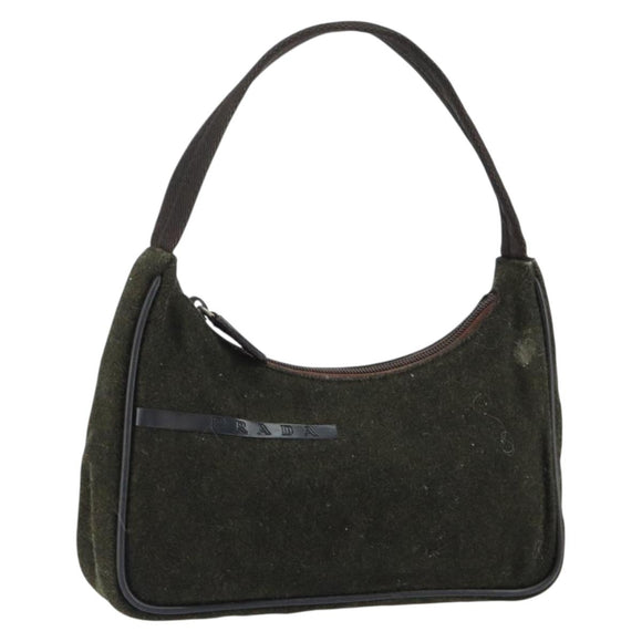 PRADA Sports Accessory Pouch Wool Khaki Auth am9470