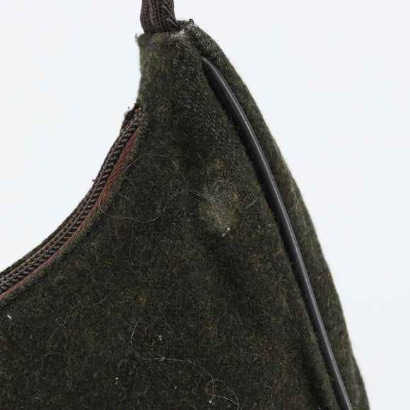 PRADA Sports Accessory Pouch Wool Khaki Auth am9470