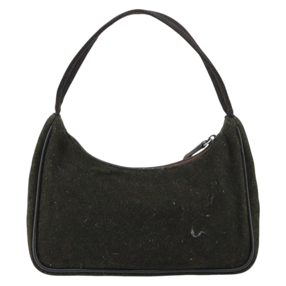 PRADA Sports Accessory Pouch Wool Khaki Auth am9470